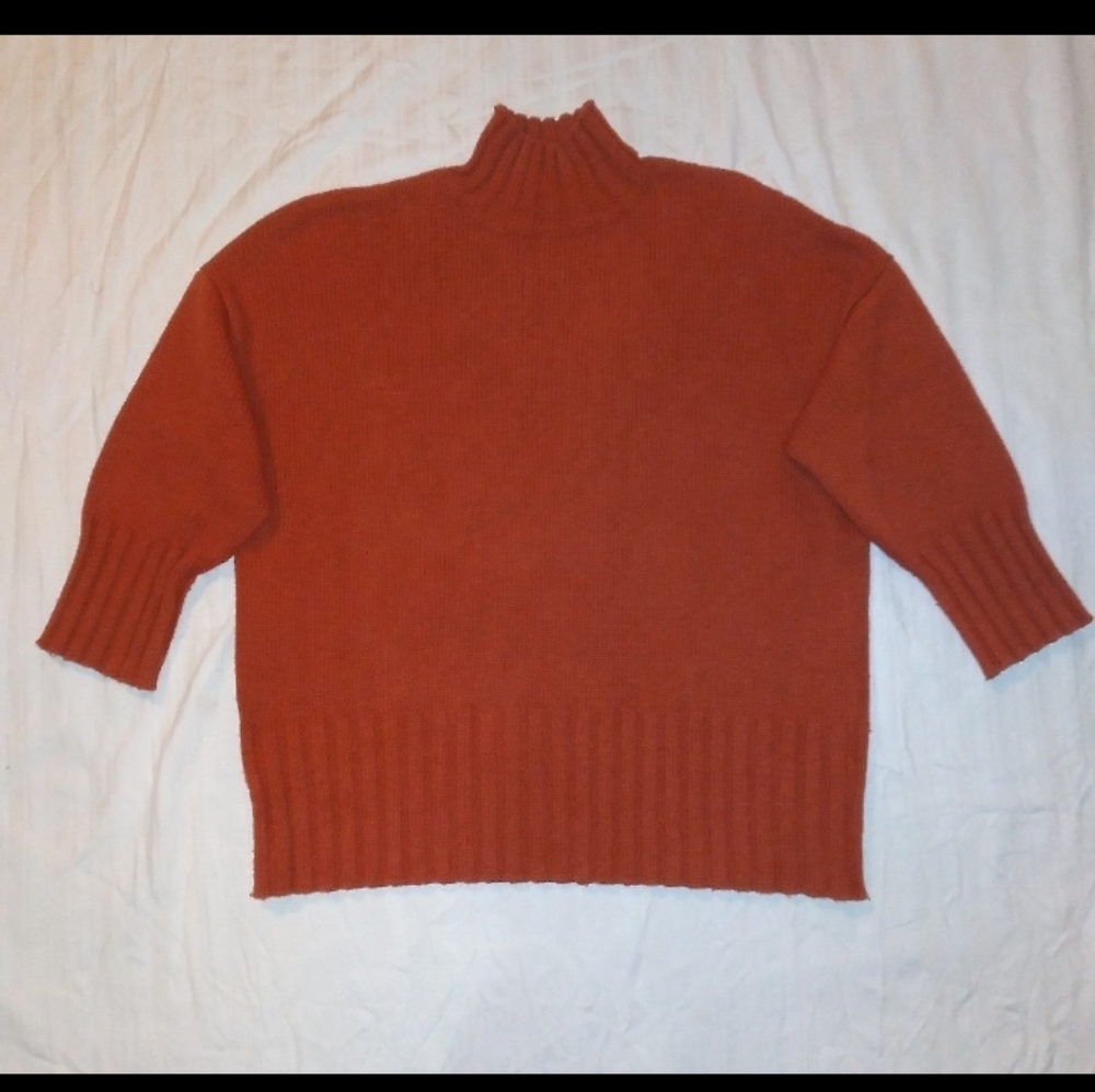 Oversized Mock Neck Pointelle Sweater Sz XL